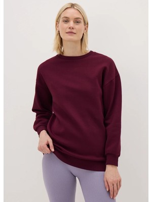 Kübra tekstil Kadın Basic Bisiklet Yaka %100 Pamuklu Şardonlu Sweatshirt