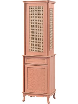 Ms - Güm 105 / Hasırlı Lükens Vitrin Cilasız Ham Ahşap