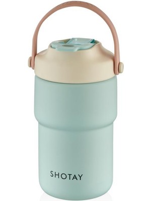 Shotay Askılı Mug Çelik Bardak 450ML Pastel Mavi