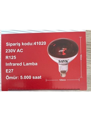 Baltaş Küpe 1 adet Baltaş Küpe Infrared Isıtıcı Lamba (250W) -Kırmızı