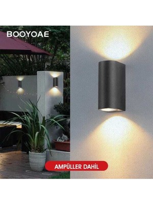 5 Adet Gün Işığı Ledli Siyah Kasa Çift Yönlü Dekoratif Iç ve Dış Mekan Duvar Apliği