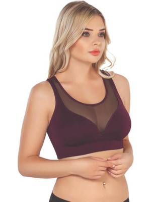 Bordo Emay 4028 Seamless Tül Toparlayıcı Sütyen Korse