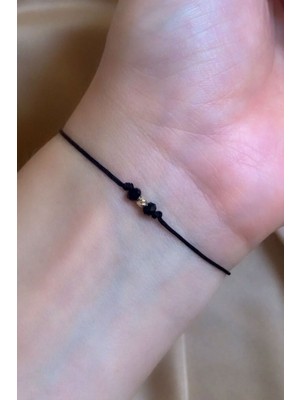 14 Ayar Siyah Ipli Dorika Bileklik