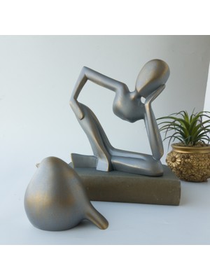 Dekoratif Set Soyut Düşünen Adam ve Tombul Kuş