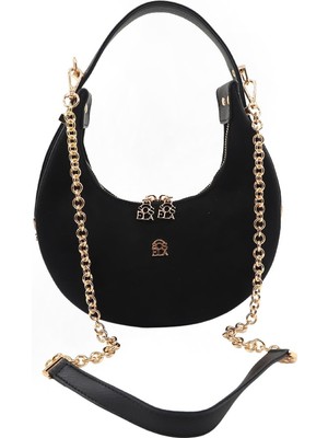 Sosela 67-7143 Kadın Carole Süet Siyah Çapraz Askılı Çanta