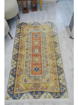 Doruklar Home Collection Kaymaz Taban Yıkanabilir Vintage Kilim Desen Halı