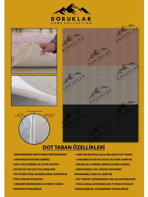 Doruklar Home Collection Kaymaz Taban Yıkanabilir Gri Kahve Vintage Desen Halı