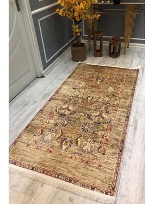 Doruklar Home Collection Kaymaz Taban Yıkanabilir Toprak Rengi Kilim Desen Vintage Halı