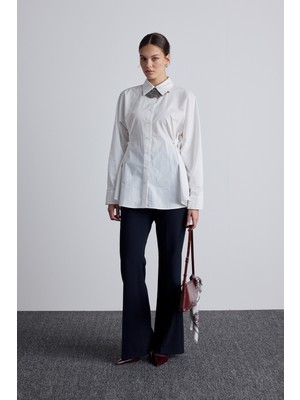 Bel Ayarlamalı Gömlek Ekru