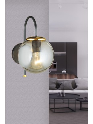 Siyah Ufo Füme Glop Camlı Aşağı Bakan Modern Aplik