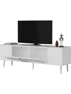 Demonte Decor DEKOLP5DD Tv Sehpası Beyaz-Gümüş