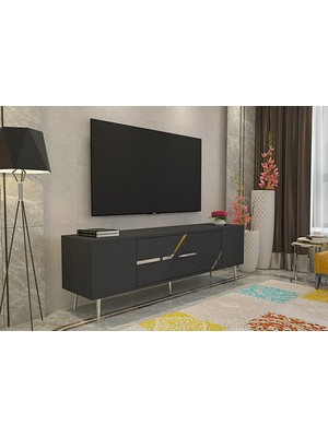 Demonte Decor DEKOLP5DD Tv Sehpası Antrasit-Gümüş