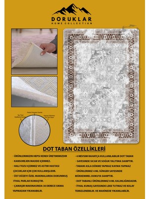 Kaymaz Tabanlı Yıkanabilir Leke Tutmaz Modern Klasik Desenli Salon Halısı Dot Taban Halı KLDH24