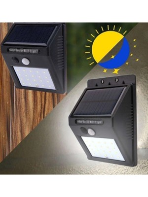 Gaman 4 Adet Hareket Sensörlü Güneş Enerjili Duvar Tipi 20 LED Solar Bahçe Aydınlatması-Duvar Lambası