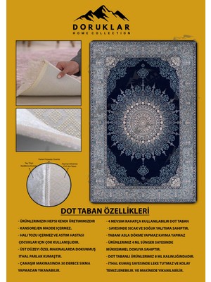 Kaymaz Tabanlı Yıkanabilir Leke Tutmaz Modern Klasik Desenli Salon Halısı Dot Taban Halı KLDH19