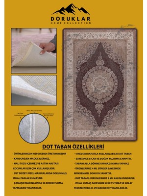 Kaymaz Tabanlı Yıkanabilir Leke Tutmaz Modern Klasik Desenli Salon Halısı Dot Taban Halı KLDH26