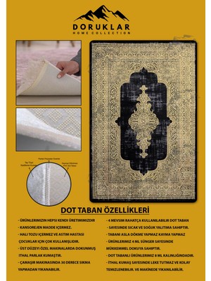 Kaymaz Tabanlı Yıkanabilir Leke Tutmaz Modern Klasik Desenli Salon Halısı Dot Taban Halı KLDH17