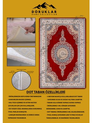 Kaymaz Tabanlı Yıkanabilir Leke Tutmaz Modern Klasik Desenli Salon Halısı Dot Taban Halı KLDH18