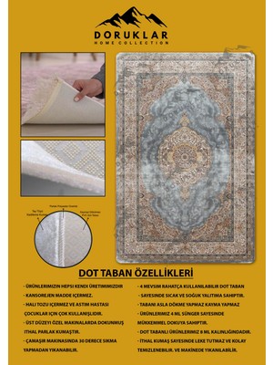 Kaymaz Tabanlı Yıkanabilir Leke Tutmaz Modern Klasik Desenli Salon Halısı Dot Taban Halı KLDH20