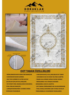 Kaymaz Tabanlı Yıkanabilir Leke Tutmaz Modern Klasik Desenli Salon Halısı Dot Taban Halı KLDH28