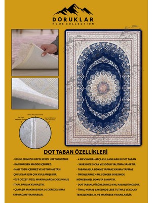 Kaymaz Tabanlı Yıkanabilir Leke Tutmaz Modern Klasik Desenli Salon Halısı Dot Taban Halı KLDH15