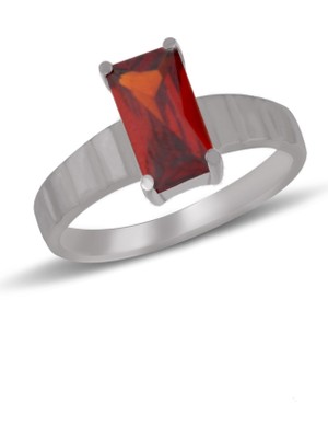 Silveranka 925 Ayar Gümüş Garnet Taşlı Baget Yüzük