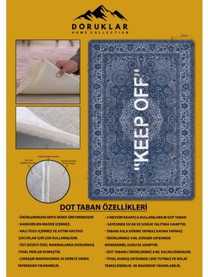 Kaymaz Tabanlı Yıkanabilir Leke Tutmaz Modern Klasik Desenli Salon Halısı Dot Taban Halı KLDH27