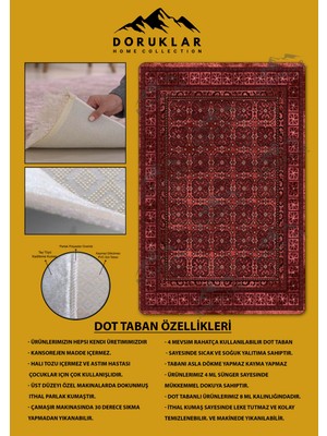 Kaymaz Tabanlı Yıkanabilir Leke Tutmaz Modern Klasik Desenli Salon Halısı Dot Taban Halı KLDH25