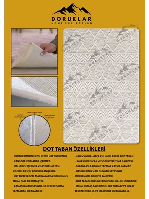 Kaymaz Tabanlı Yıkanabilir Leke Tutmaz Kilim Desenli Salon Halısı Dot Taban Halı KDH23