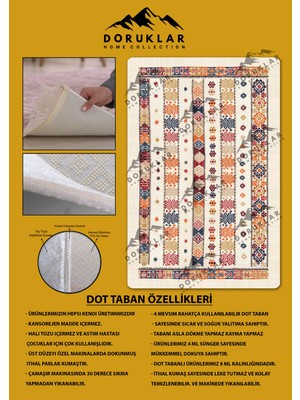 Kilim Desenli Kaymaz Tabanlı Yıkanabilir Leke Tutmaz Dot Taban Halı