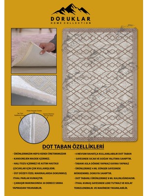 Kaymaz Tabanlı Yıkanabilir Leke Tutmaz Kilim Desenli Salon Halısı Dot Taban Halı KDH35