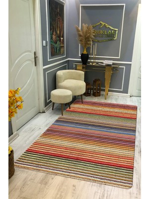 Kaymaz Tabanlı Yıkanabilir Leke Tutmaz Kilim Desenli Salon Halısı Dot Taban Halı KDH21