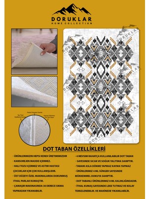 Kilim Desenli Kaymaz Tabanlı Yıkanabilir Leke Tutmaz Dot Taban Halı