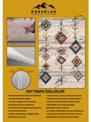 Kilim Desenli Kaymaz Tabanlı Yıkanabilir Leke Tutmaz Dot Taban Halı