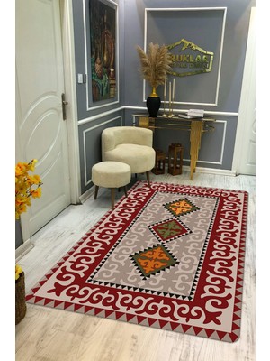 Kilim Desenli Kaymaz Tabanlı Yıkanabilir Leke Tutmaz Dot Taban Halı