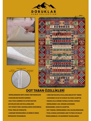 Kilim Desenli Kaymaz Tabanlı Yıkanabilir Leke Tutmaz Dot Taban Halı