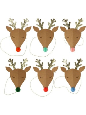 Meri Meri - Reindeer Party Hats - Ren Geyikleri Parti Şapkaları - 6lı