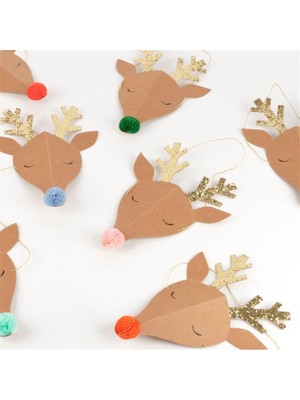 Meri Meri - Reindeer Party Hats - Ren Geyikleri Parti Şapkaları - 6lı