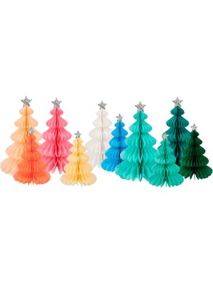 Meri Meri - Rainbow Forest Honeycomb Decorations - Renkli Orman Petekli Dekorlar - 10'lu