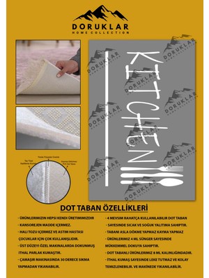 Kaymaz Taban Dijital Baskı Yıkanabilir Modern Desenli Mutfak Halısı