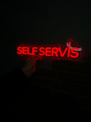 Neonite 'self Servis' Işıklı Neon LED Dekoratif Duvar Yazısı Tabelası (44 x 11 cm )