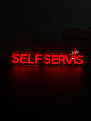 Neonite 'self Servis' Işıklı Neon LED Dekoratif Duvar Yazısı Tabelası (44 x 11 cm )