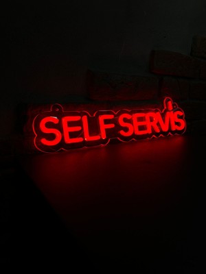 Neonite 'self Servis' Işıklı Neon LED Dekoratif Duvar Yazısı Tabelası (44 x 11 cm )