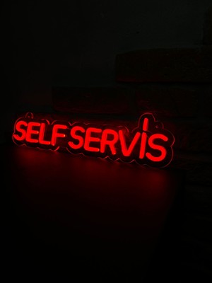 Neonite 'self Servis' Işıklı Neon LED Dekoratif Duvar Yazısı Tabelası (44 x 11 cm )