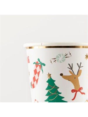 Meri Meri - Jolly Christmas Cups - Yeni Yıl Bardaklar (8'li)