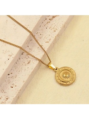 SE Jewellery Gold Vintage Ay Güneş Kolye