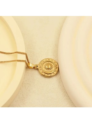 SE Jewellery Gold Vintage Ay Güneş Kolye