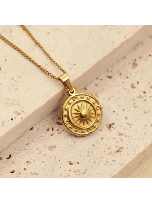 SE Jewellery Gold Vintage Ay Güneş Kolye