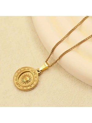 SE Jewellery Gold Vintage Ay Güneş Kolye