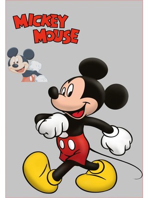 Kaymaz Tabanlı Yıkanabilir Mickey Mouse Desenli Çocuk Halısı Dot Taban Halı